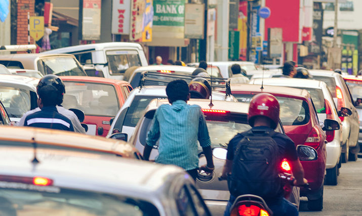 Busy traffic in Bangalore city, India