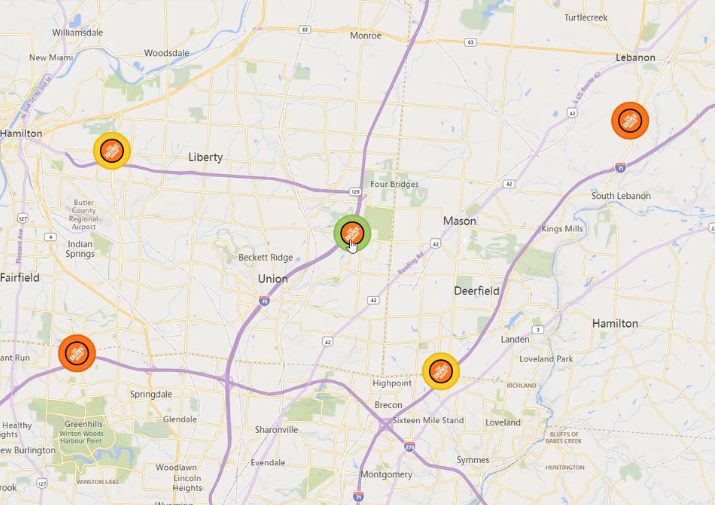 Screen from Kalibrate Location Intelligence showing franchise site selection data visualized on GIS map