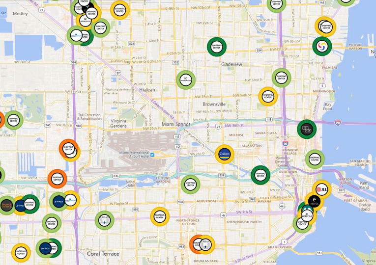 Screen from Kalibrate Location Intelligence showing key competitors on GIS map