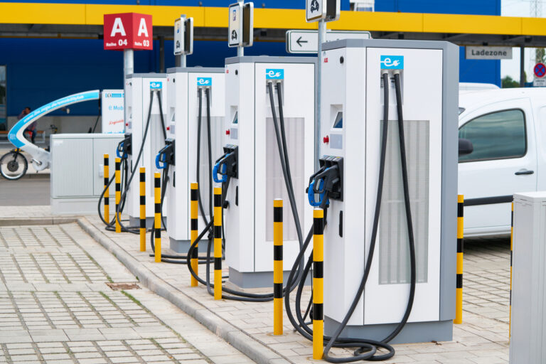 Service station public EV chargers