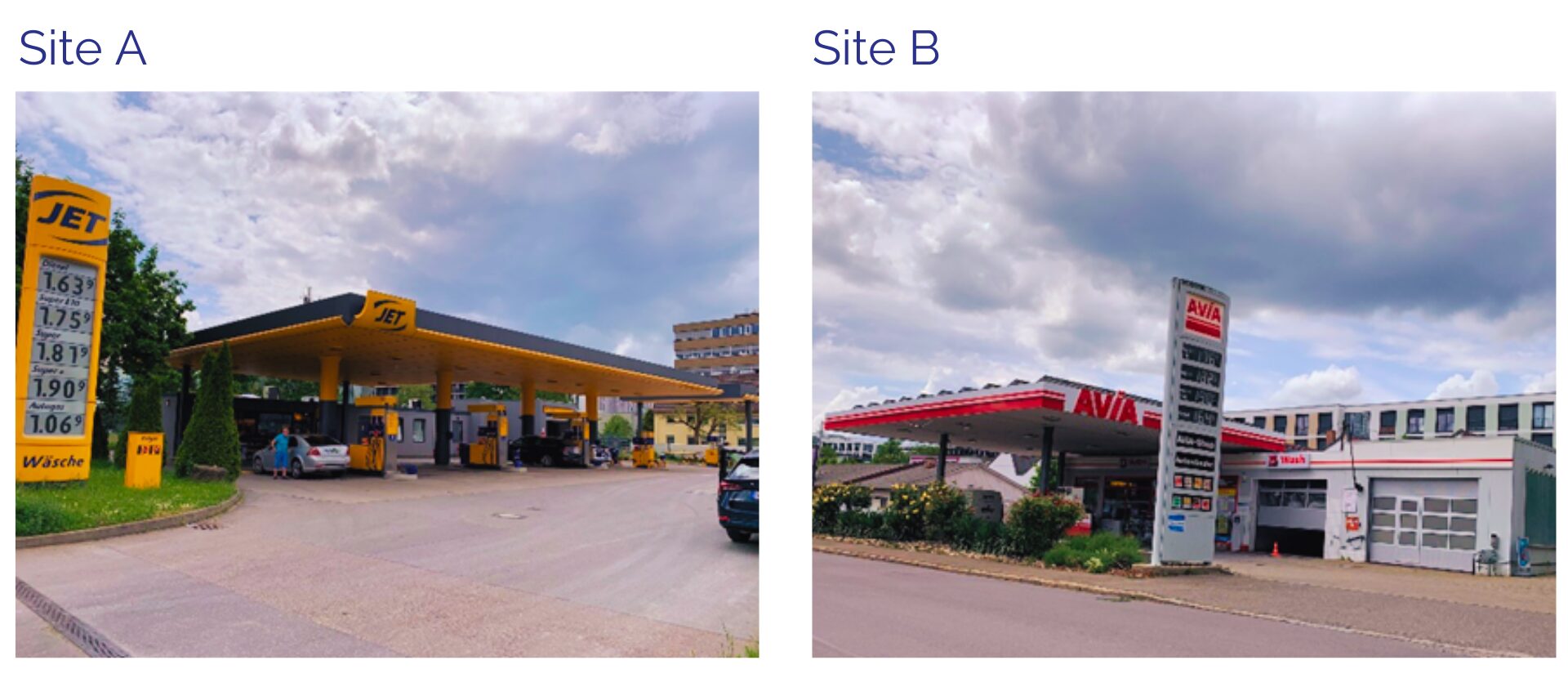 2 petrol stations, Jet and AVIA in Stuttgart, Germany