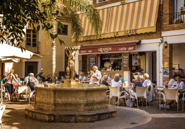 Small café at Plaza Higuitos in the centre of Almunecar