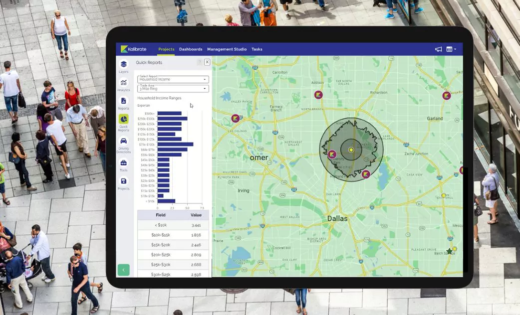 retail and restaurant customer profiling screenshot from Kalibrate Location Intelligence