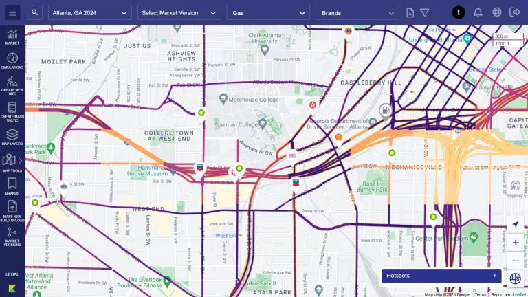 Kalibrate Fuel Planning screen showing fuel retail competitors and traffic patterns